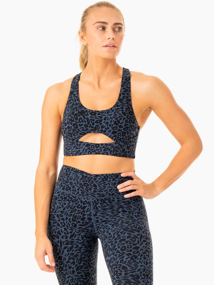 Ryderwear Rotation Sports Bra Granatowe Panterka | YMCDOX786