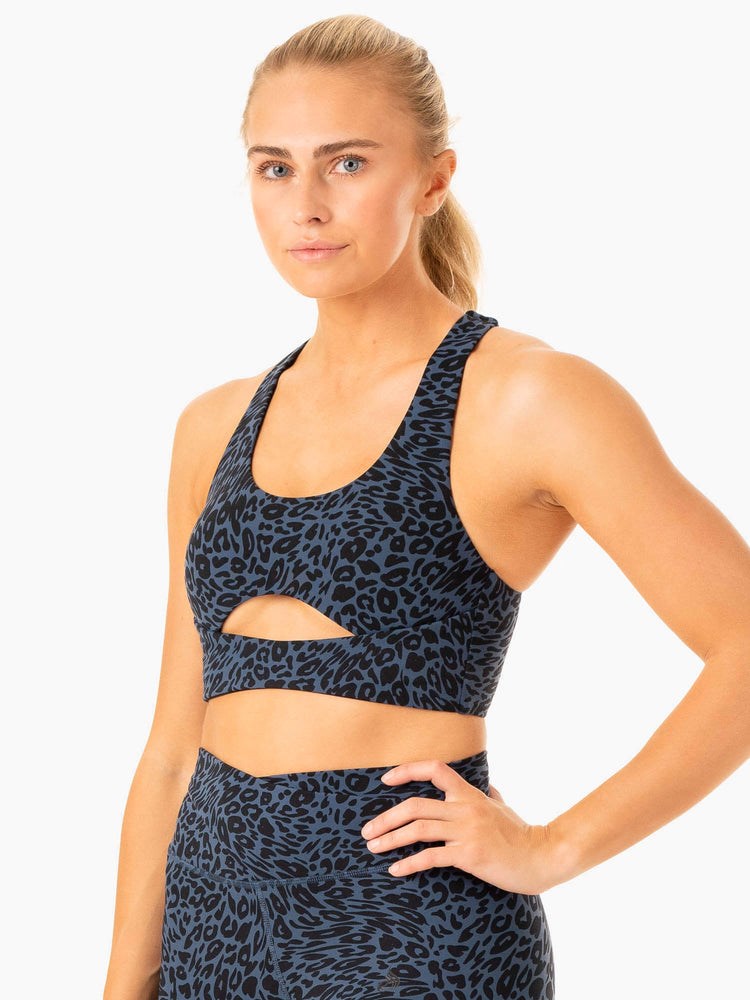 Ryderwear Rotation Sports Bra Granatowe Panterka | YMCDOX786