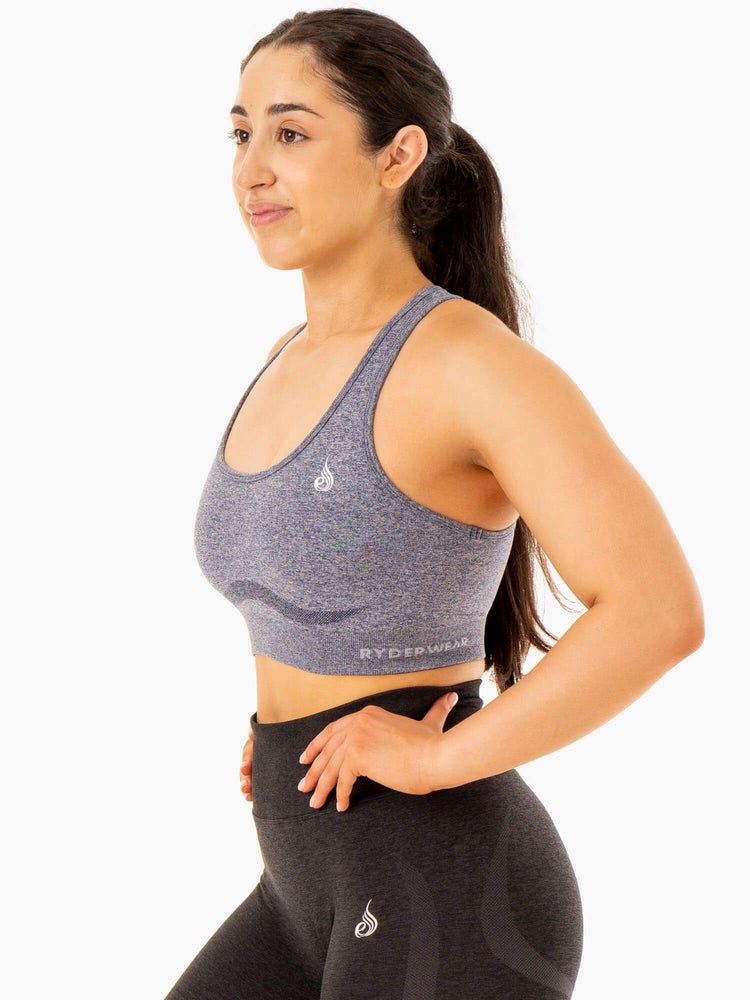 Ryderwear Sculpt Seamless Racer Back Sports Bra Granatowe | AUQKSX743