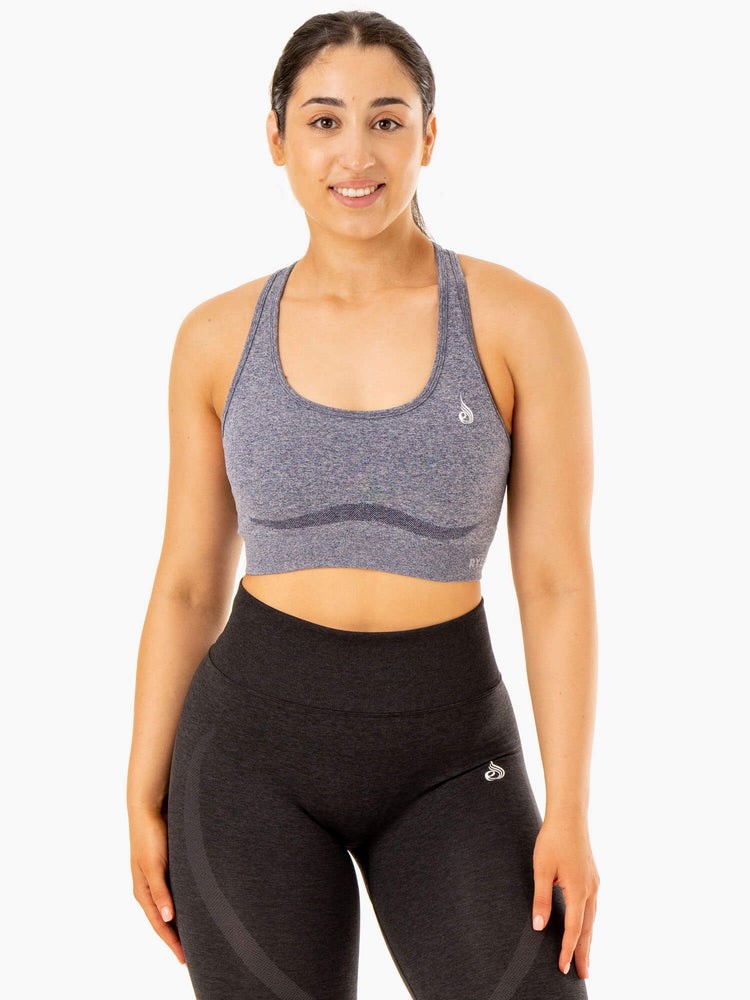 Ryderwear Sculpt Seamless Racer Back Sports Bra Granatowe | AUQKSX743