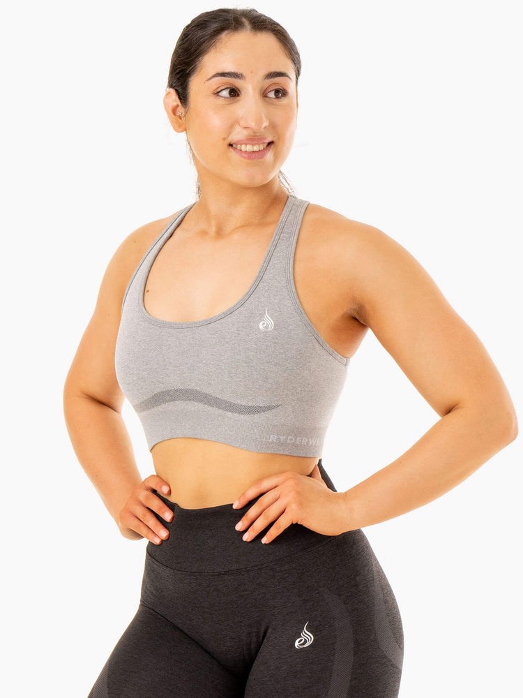 Ryderwear Sculpt Seamless Racer Back Sports Bra Szare | LOWXUM215