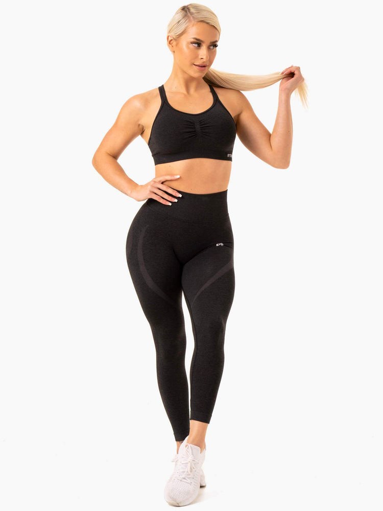 Ryderwear Sculpt Seamless Sports Bra Czarne | JVKPWT218