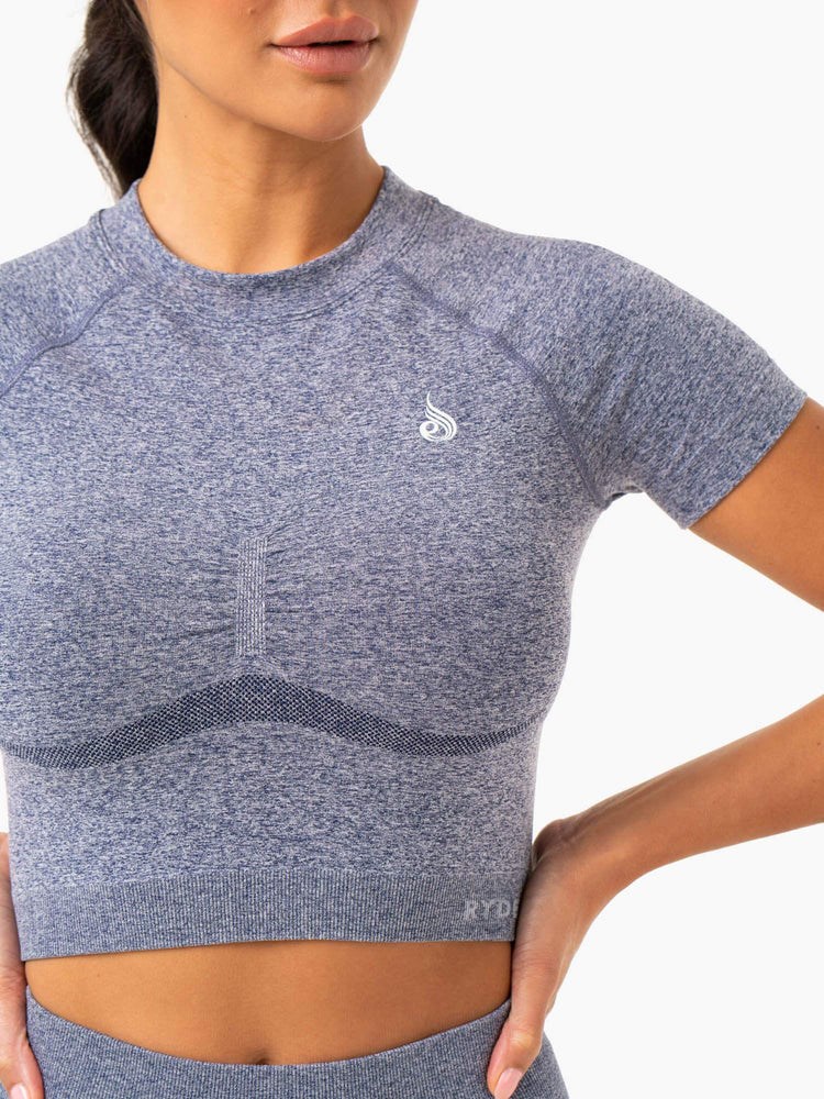 Ryderwear Sculpt Seamless T-Shirt Granatowe | CXKTNH302