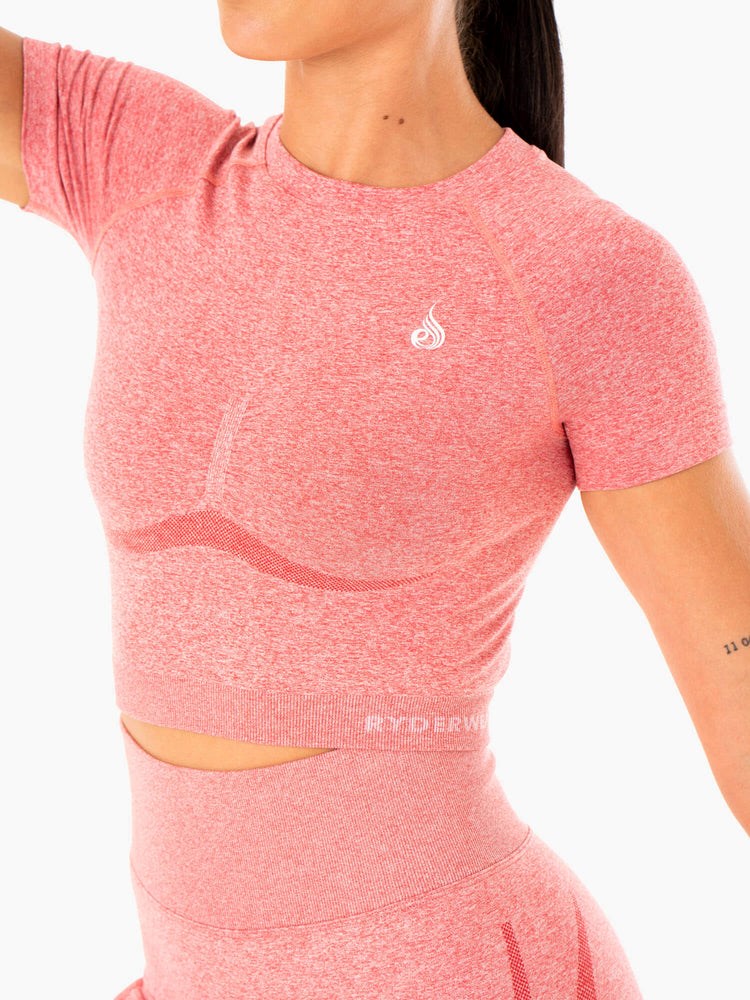 Ryderwear Sculpt Seamless T-Shirt Różowe | IUPVRO534