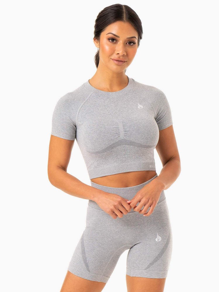 Ryderwear Sculpt Seamless T-Shirt Szare | WCEIFS145