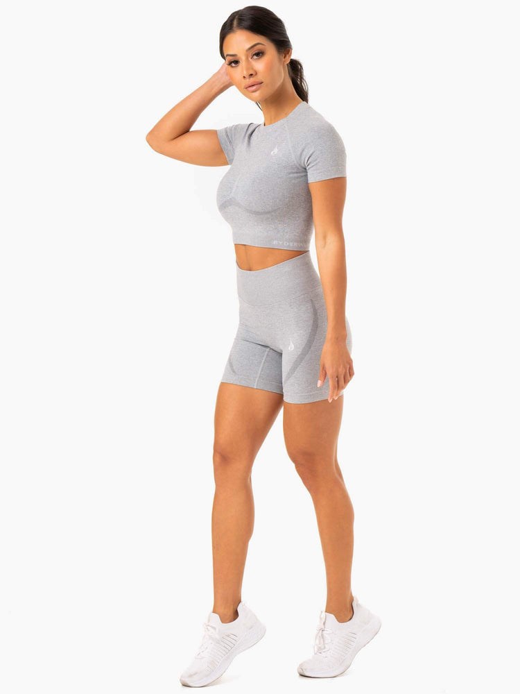 Ryderwear Sculpt Seamless T-Shirt Szare | WCEIFS145