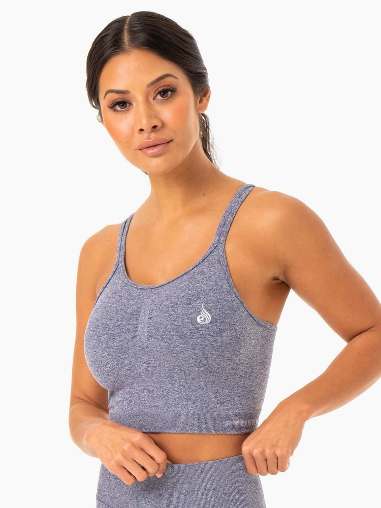 Ryderwear Sculpt Seamless Tank Granatowe | JWLOHA980