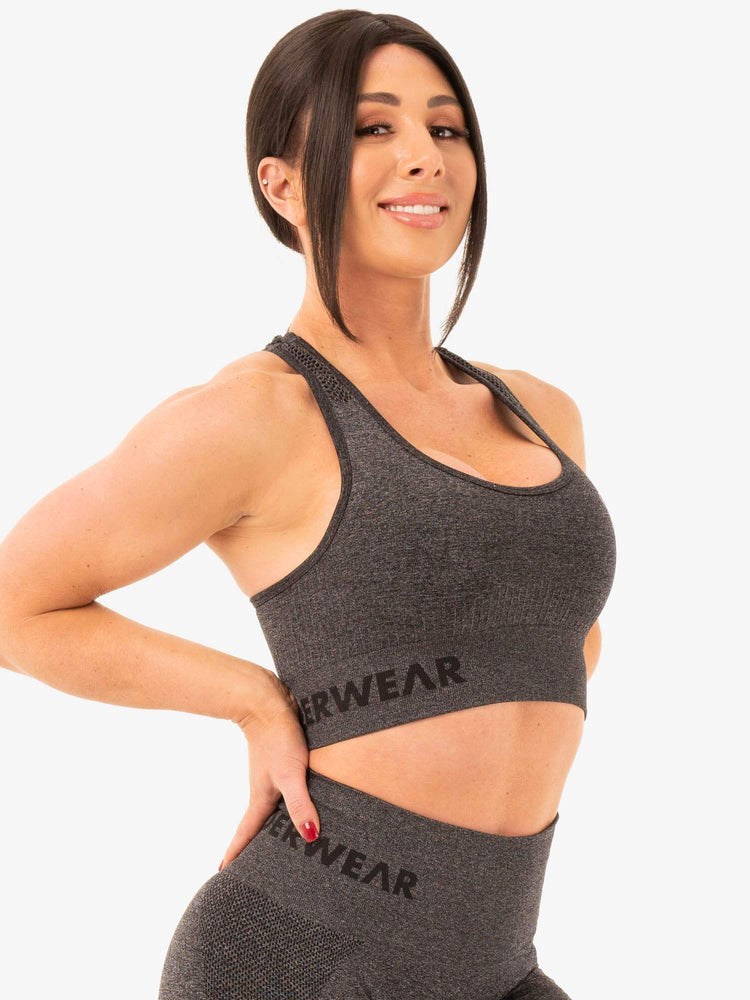 Ryderwear Seamless Staples Sports Bra Charcoal Marl | WQAJIS597