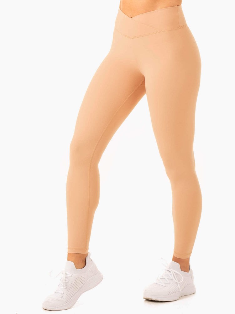 Ryderwear Serene Cross Over Scrunch Leggings Tan | ICEDPU034