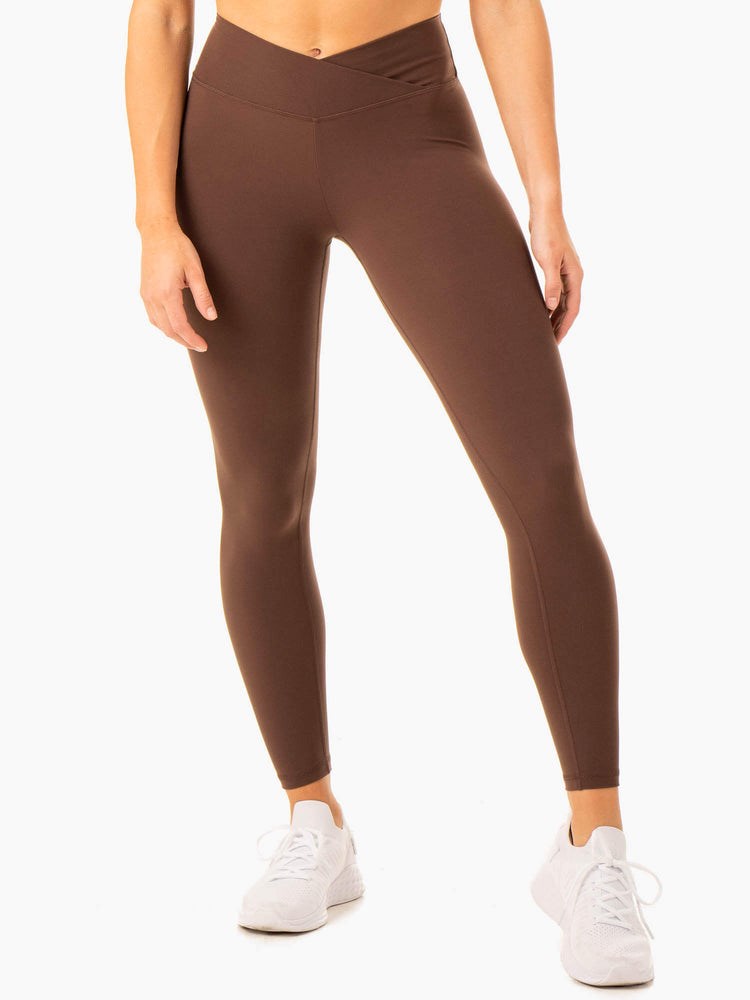 Ryderwear Serene Cross Over Scrunch Leggings Czekolada | QMETJY463