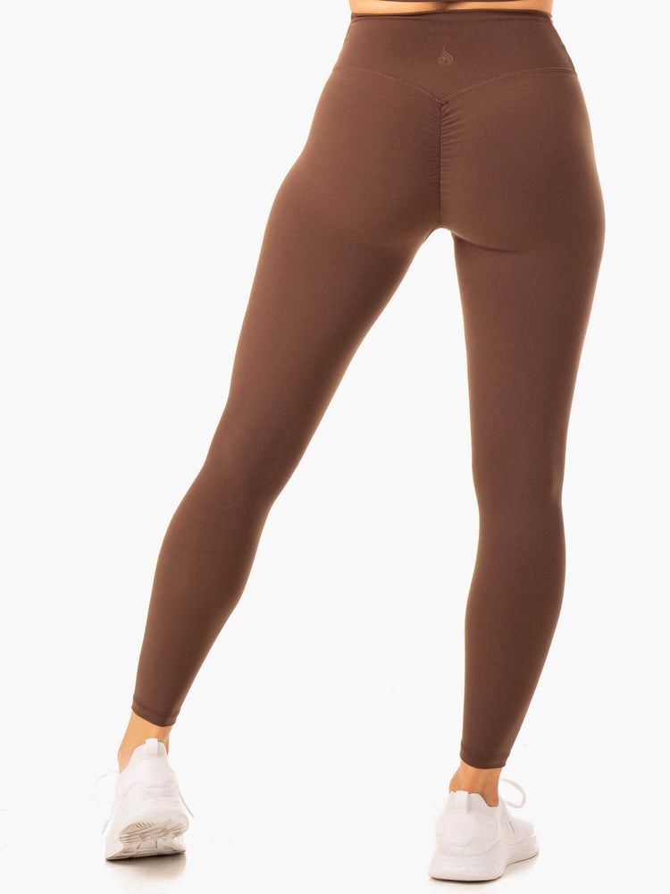 Ryderwear Serene Cross Over Scrunch Leggings Czekolada | QMETJY463