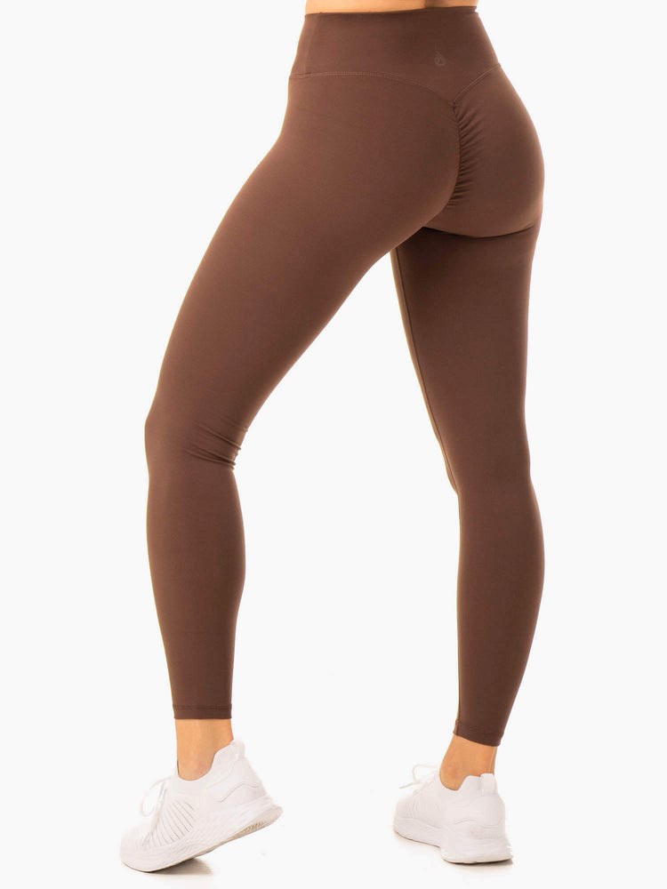 Ryderwear Serene Cross Over Scrunch Leggings Czekolada | QMETJY463