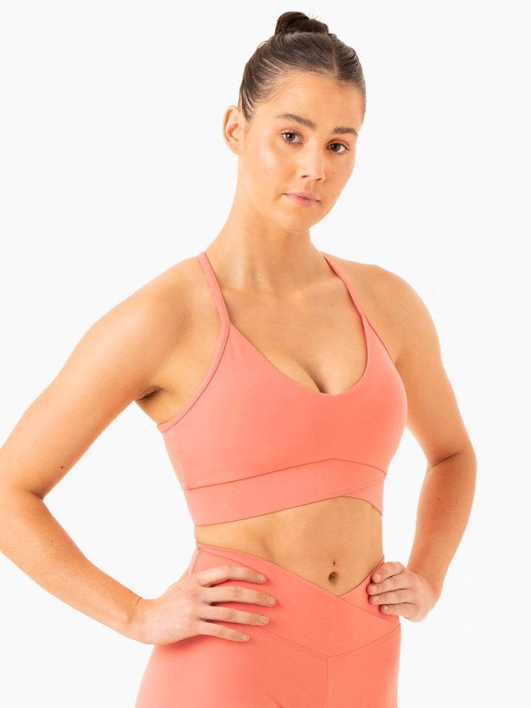 Ryderwear Serene Cross Over Sports Bra Różowe Różowe | BEHKJU064