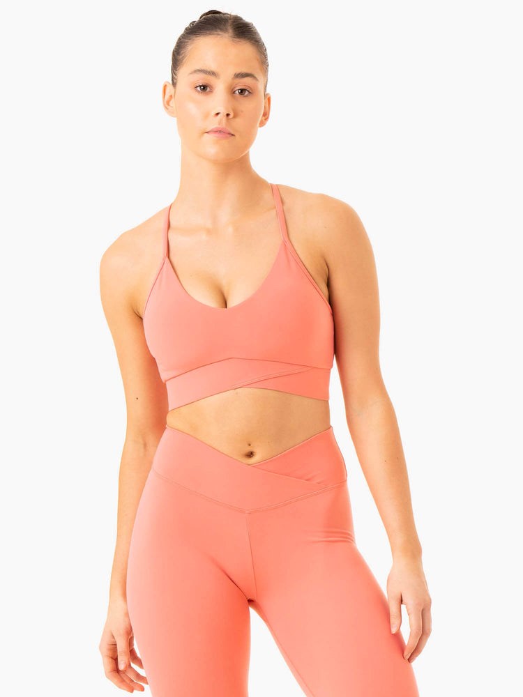 Ryderwear Serene Cross Over Sports Bra Różowe Różowe | BEHKJU064