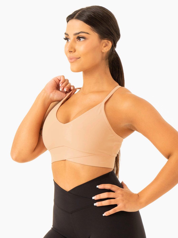 Ryderwear Serene Cross Over Sports Bra Tan | ATVPRK875