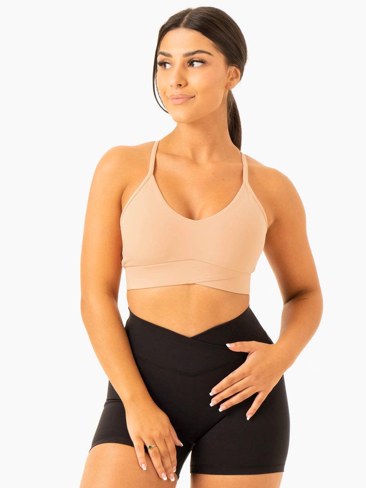 Ryderwear Serene Cross Over Sports Bra Tan | ATVPRK875