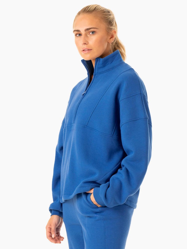 Ryderwear Sideline Half Zip Jumper Niebieskie | JLUWBO624