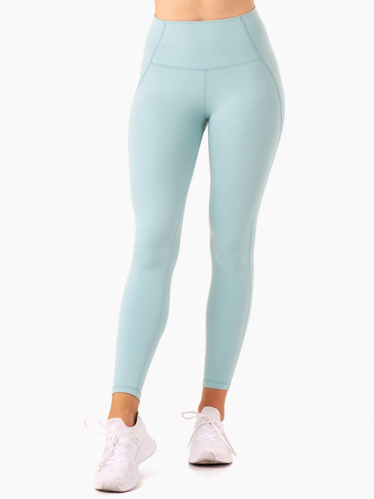 Ryderwear Sola High Waisted Leggings Niebieskie | MGRDIA271