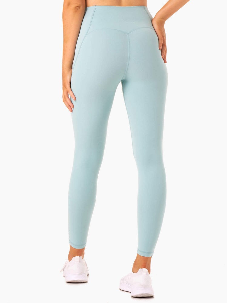 Ryderwear Sola High Waisted Leggings Niebieskie | MGRDIA271