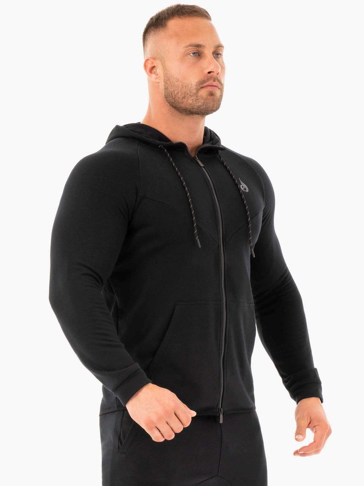 Ryderwear Sportowe Zip Up Hoodie Jacket Czarne | MZYBFP219