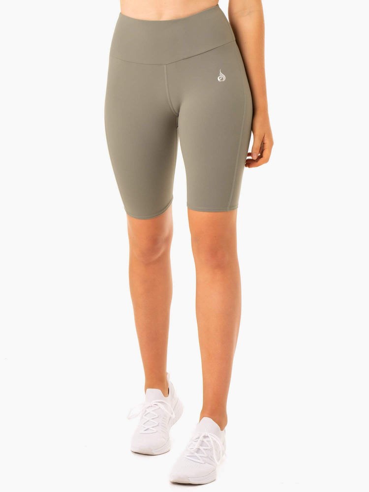 Ryderwear Staples Scrunch Bum Bike Shorts Khaki | FCAIBN416