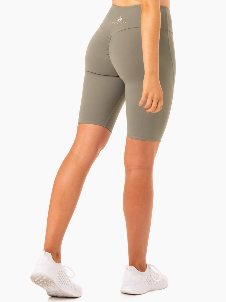 Ryderwear Staples Scrunch Bum Bike Shorts Khaki | FCAIBN416