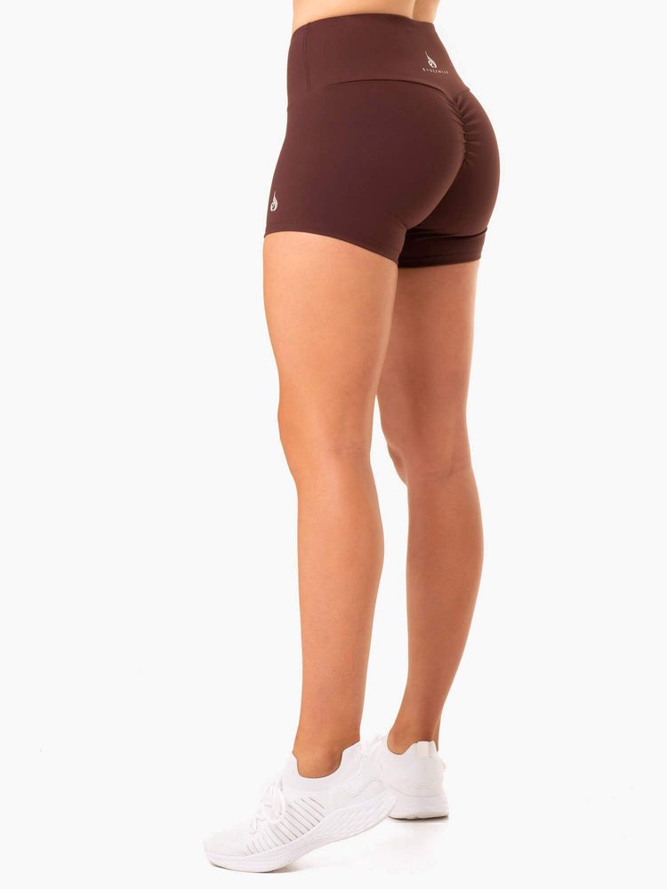 Ryderwear Staples Scrunch Bum Booty Shorts Czekolada | MZQERJ840