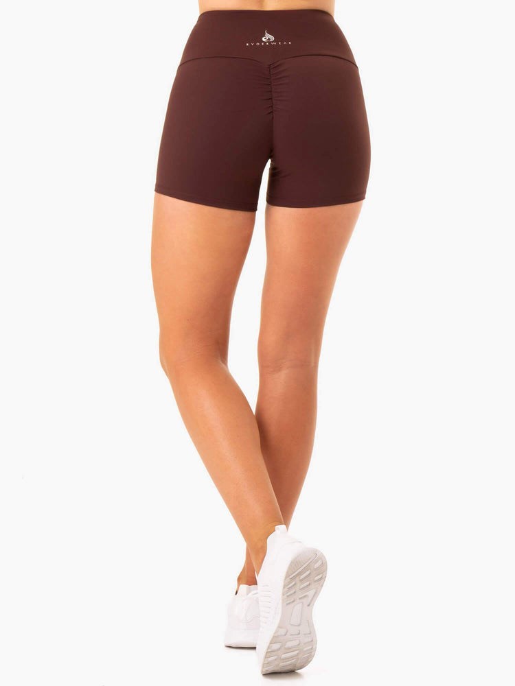 Ryderwear Staples Scrunch Bum Booty Shorts Czekolada | MZQERJ840