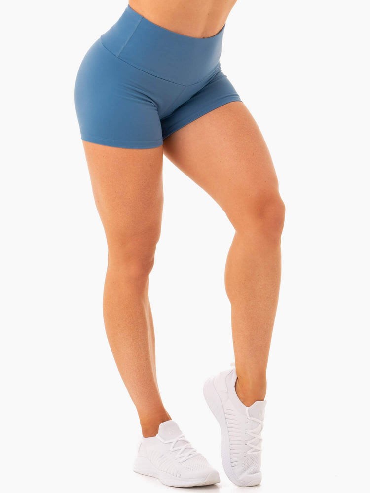 Ryderwear Staples Scrunch Bum Booty Shorts Niebieskie | QIKSMW503