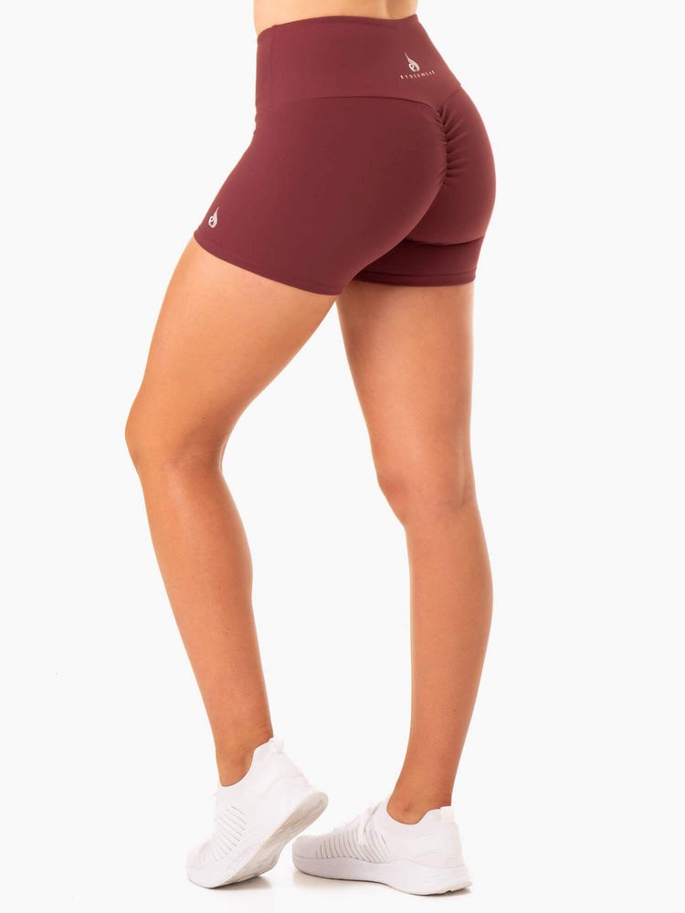 Ryderwear Staples Scrunch Bum Booty Shorts Bordowe | UZLIKR084