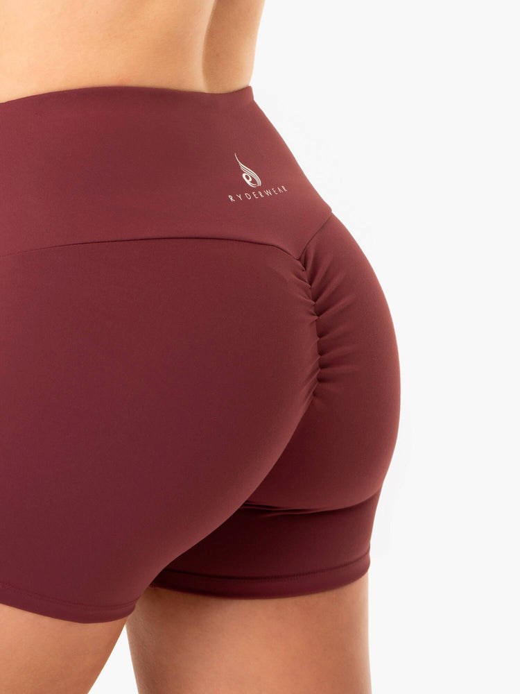 Ryderwear Staples Scrunch Bum Booty Shorts Bordowe | UZLIKR084