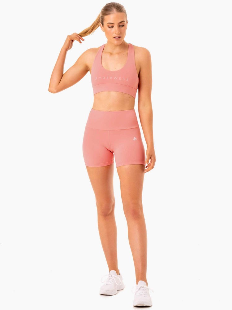 Ryderwear Staples Scrunch Bum Mid Length Shorts Różowe Różowe | BYFOXD946