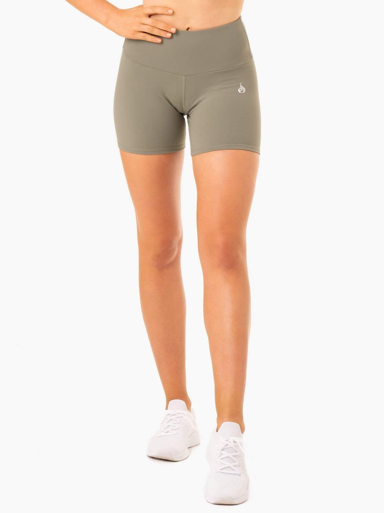 Ryderwear Staples Scrunch Bum Mid Length Shorts Khaki | GDAEUZ046