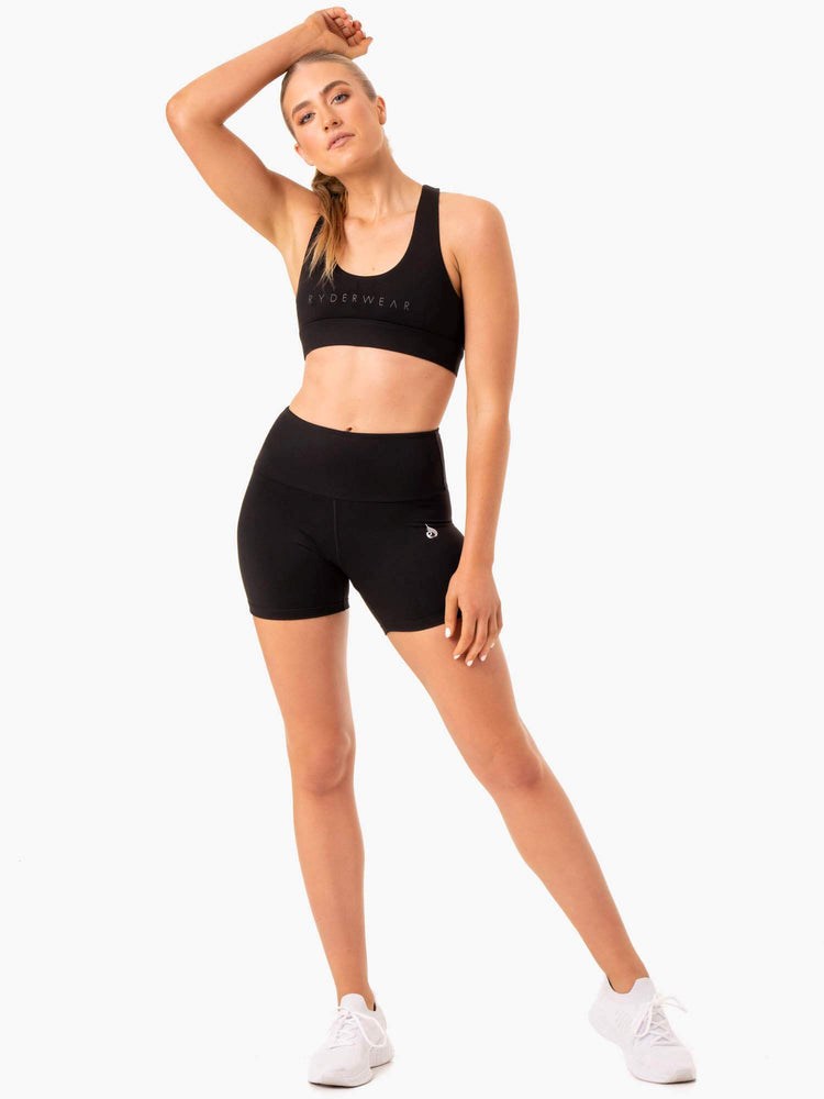 Ryderwear Staples Scrunch Bum Mid Length Shorts Czarne | QRHAGX208