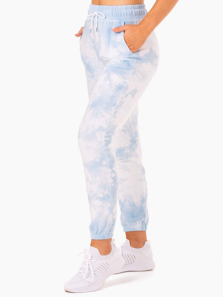 Ryderwear Tie Dye High Waisted Track Pants Niebieskie | MXLFGY251