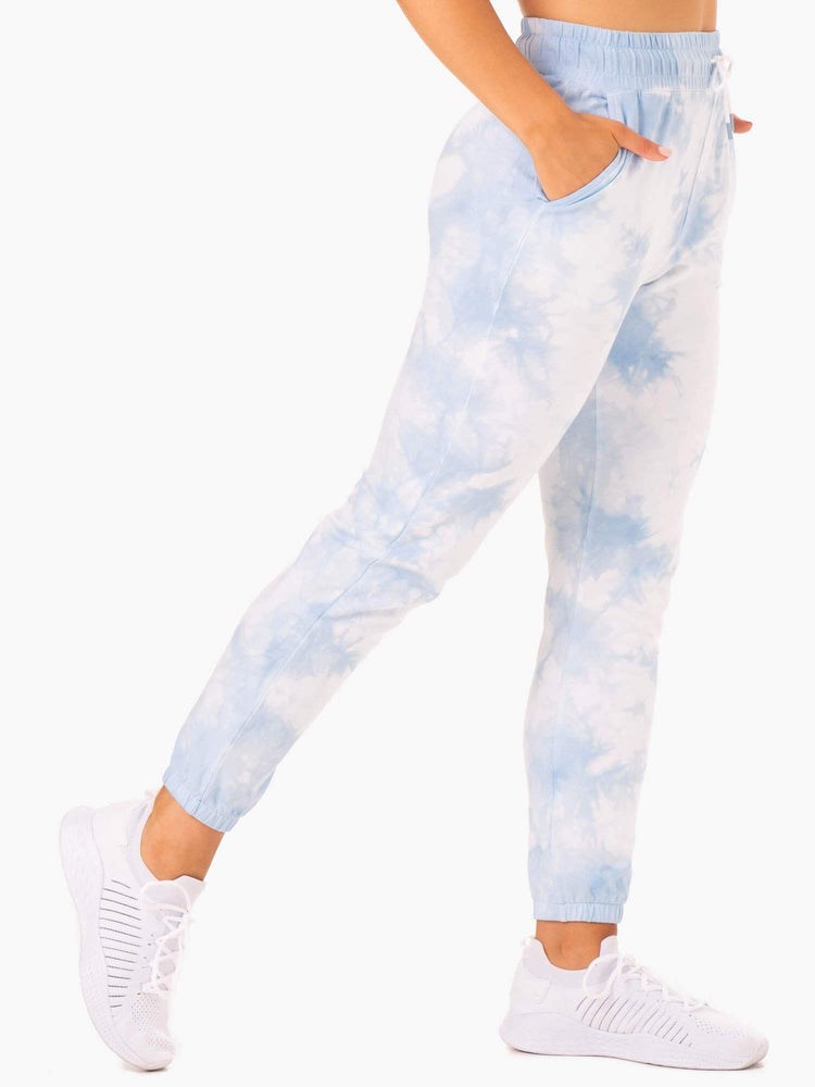 Ryderwear Tie Dye High Waisted Track Pants Niebieskie | MXLFGY251