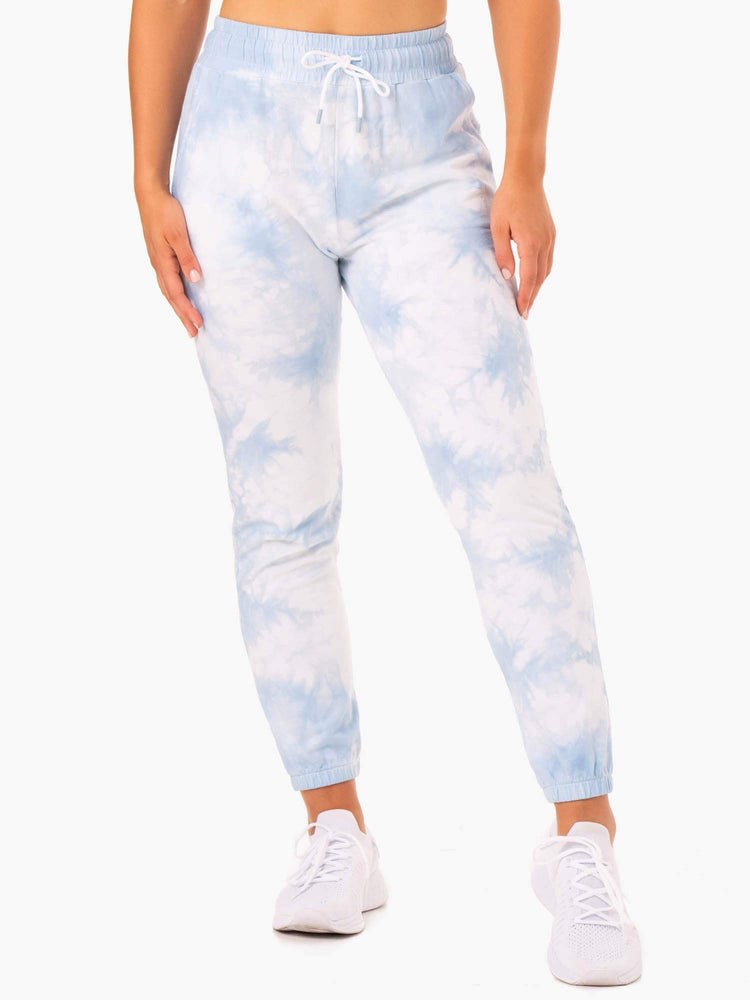 Ryderwear Tie Dye High Waisted Track Pants Niebieskie | MXLFGY251