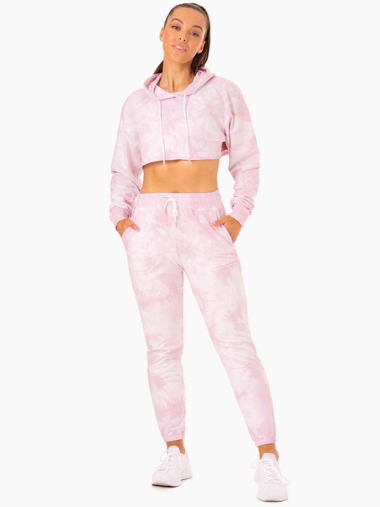 Ryderwear Tie Dye High Waisted Track Pants Różowe | XVUCRM830