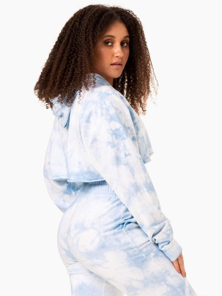 Ryderwear Tie Dye Pullover Hoodie Niebieskie | AOUIGP795