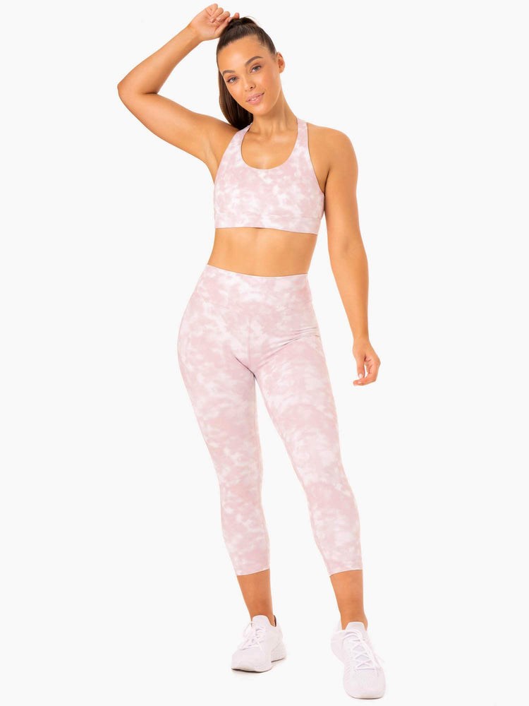 Ryderwear Tie Dye Sports Bra Różowe | QYCGZK967