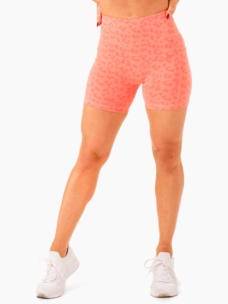 Ryderwear Ultra High Waisted Mid Length Shorts Koralowe Panterka | BVYMHP145