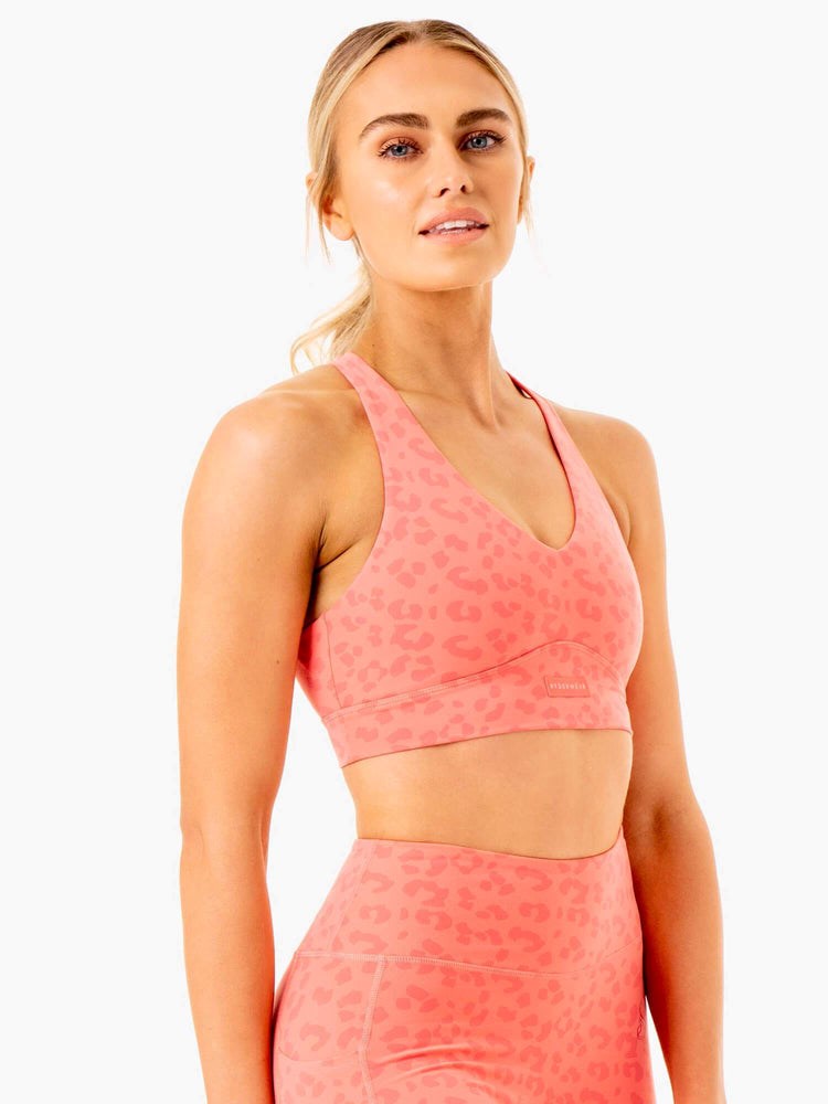 Ryderwear Ultra V-Neck Sports Bra Koralowe Panterka | ZICHAK568