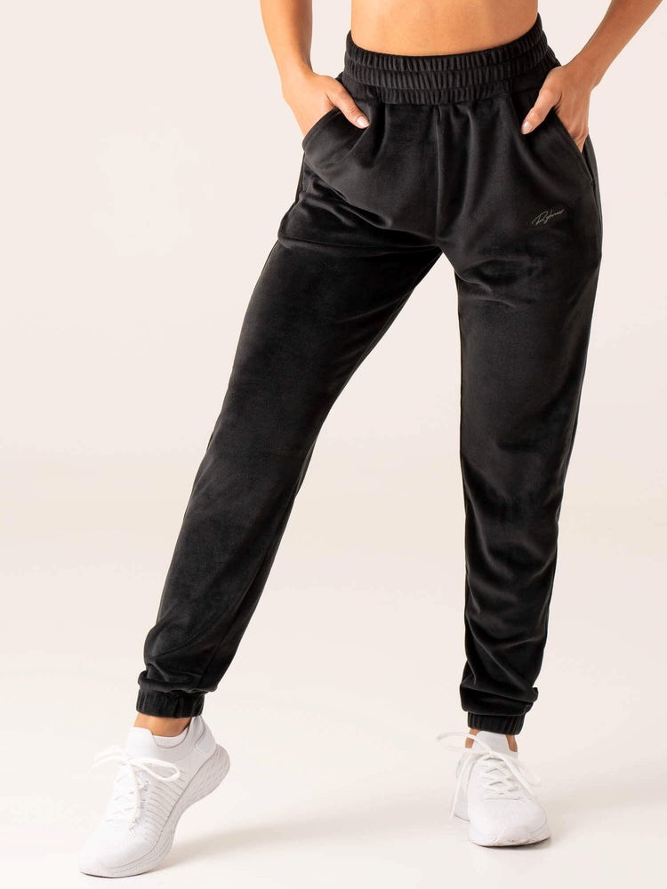 Ryderwear Velour Track Pant Czarne | LZVCAQ531