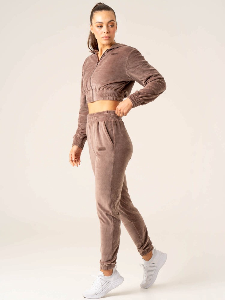 Ryderwear Velour Track Pant Taupe | KLAEJV486