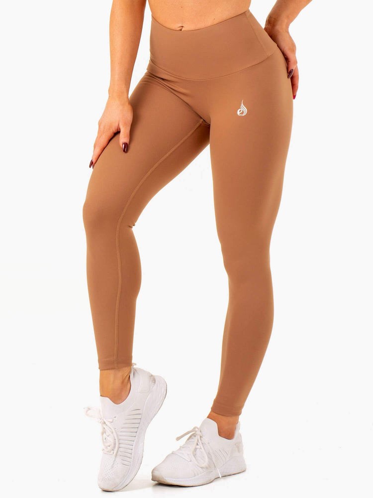 Ryderwear Vital High Waisted Scrunch Leggings Mocha | BMIVJC437