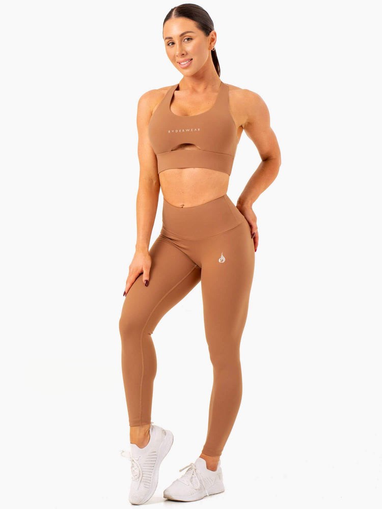 Ryderwear Vital High Waisted Scrunch Leggings Mocha | BMIVJC437