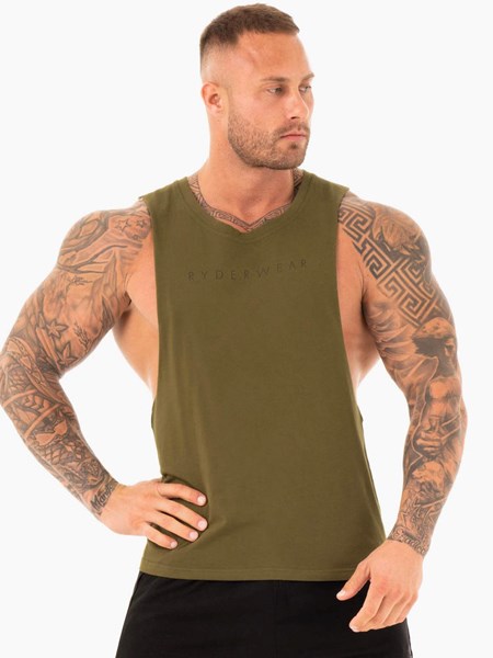 Ryderwear Active Bawełniane Baller Tank Khaki | WBJDOZ026