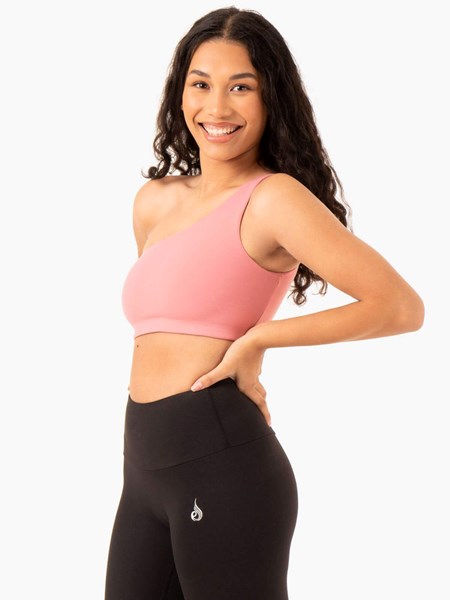 Ryderwear Adapt One Shoulder Sports Bra Różowe | AOBJIH136