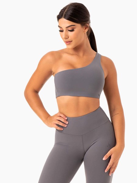 Ryderwear Adapt One Shoulder Sports Bra Szare | FPUOMT204