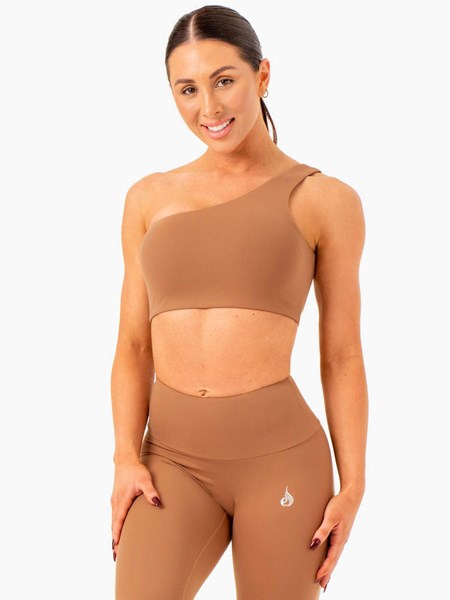 Ryderwear Adapt One Shoulder Sports Bra Mocha | IDVLJS620